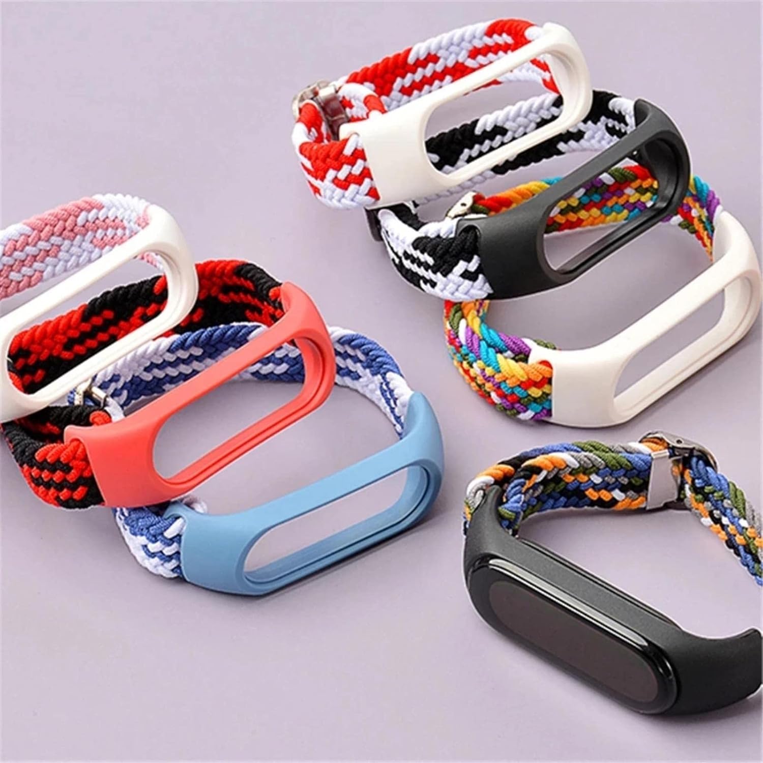 Correa de nailon trenzada multicolor para Mi Band 6, 5, 4, 3, pulsera deportiva Solo Loop Smart Fitness