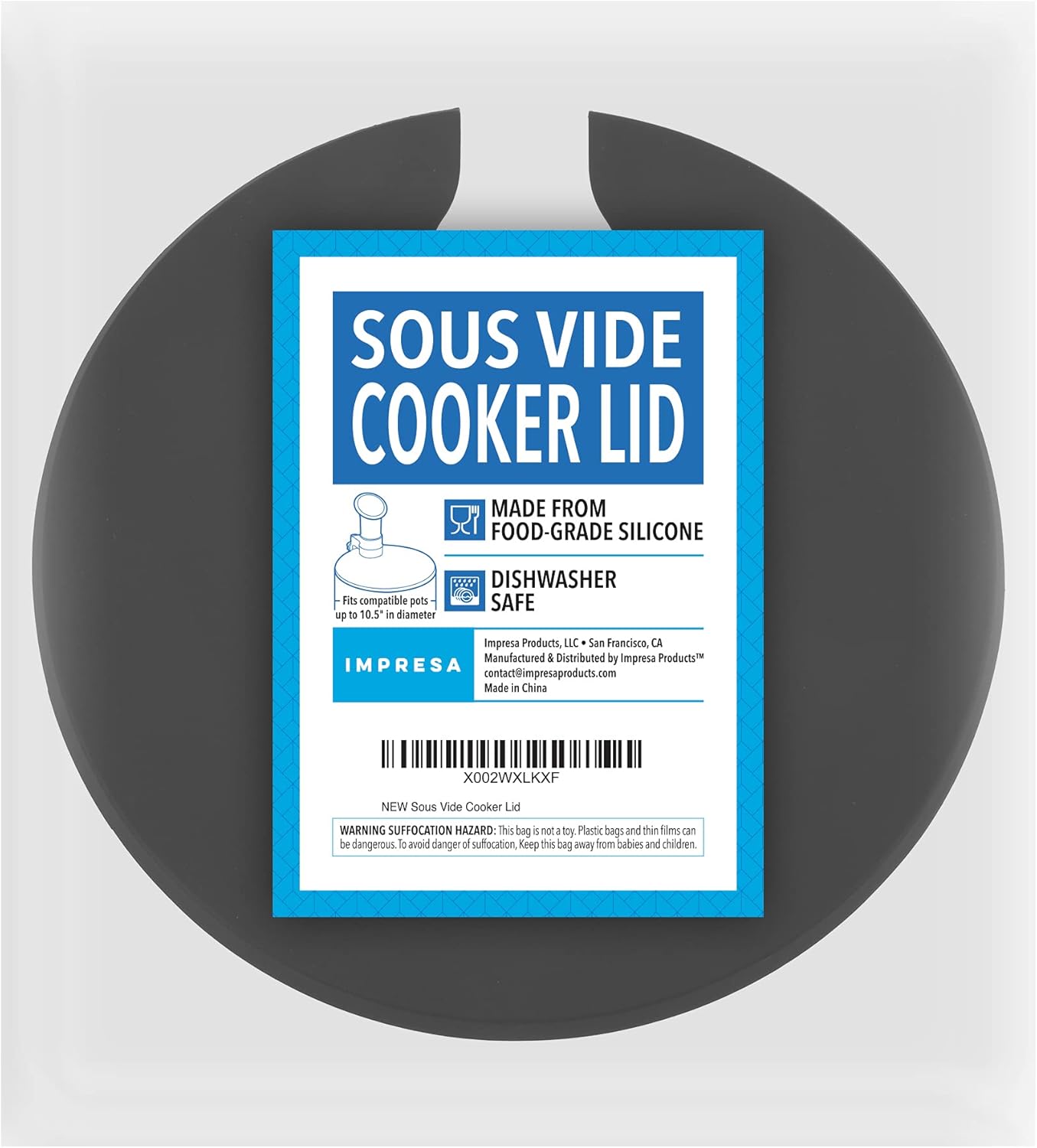 IMPRESA Tapa Sous Vide para cocción de precisión, se adapta a la olla de precisión Anova Culinary Sous Vide y olla de hasta 10.5 pulgadas, conserva