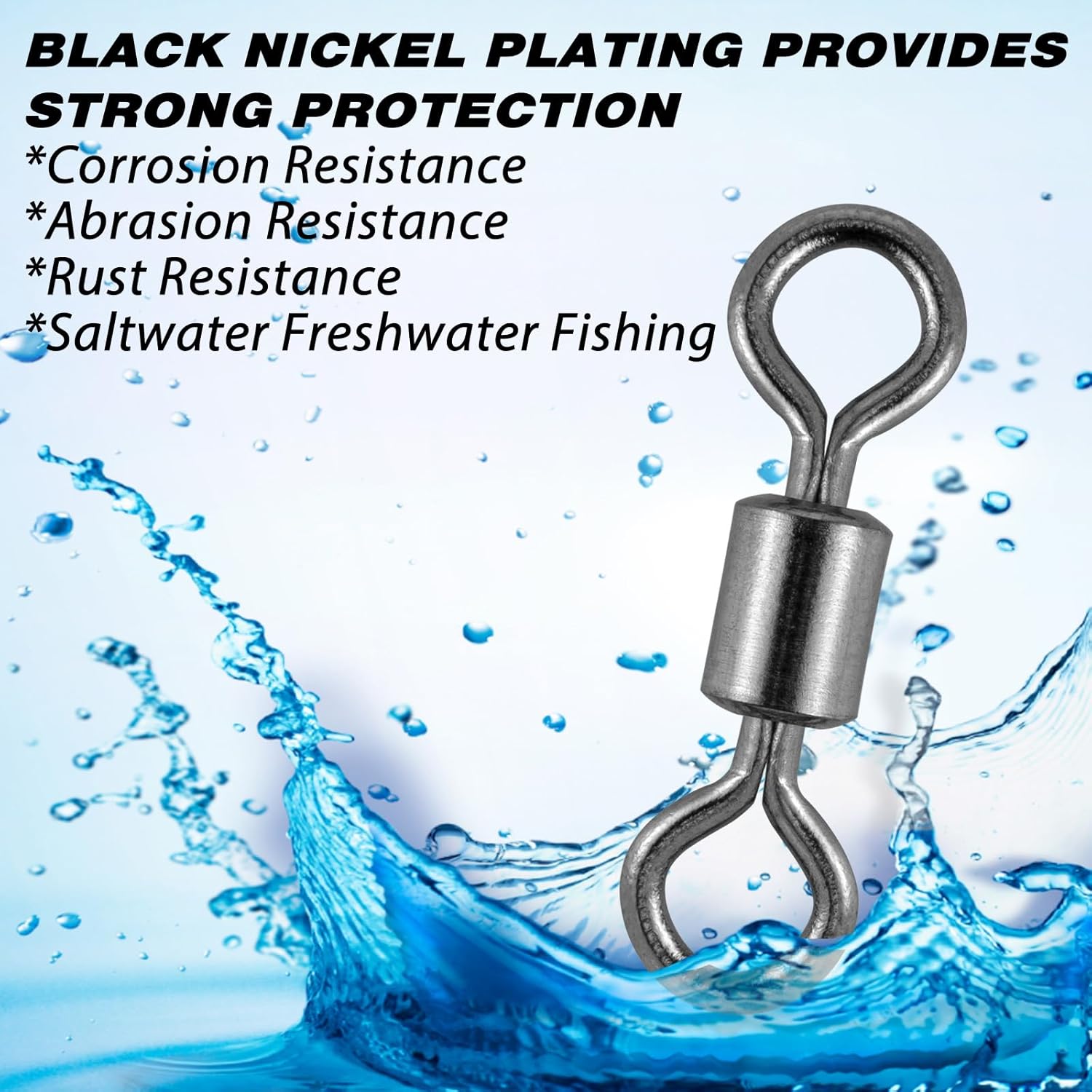 Barril de pesca giratorios, paquete de 40 a 100 aparejos de pesca giratorios de agua salada giratorios rodantes resistentes de terminal inoxidable