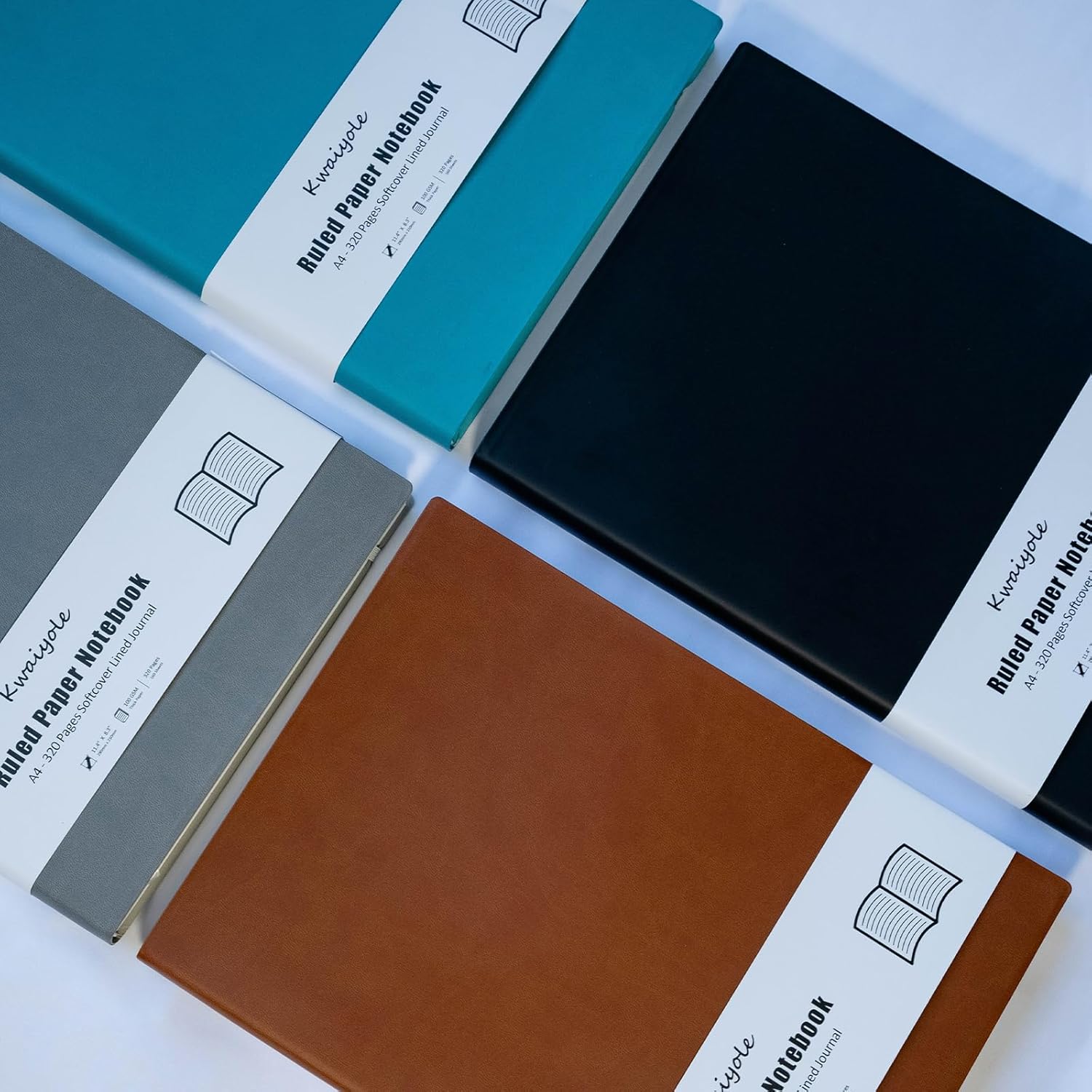 Cuaderno de rayas universitarias A4, 320 páginas de tapa blanda de cuero de 8.5 x 11 pulgadas, cuaderno forrado de papel grueso de 100 GSM para