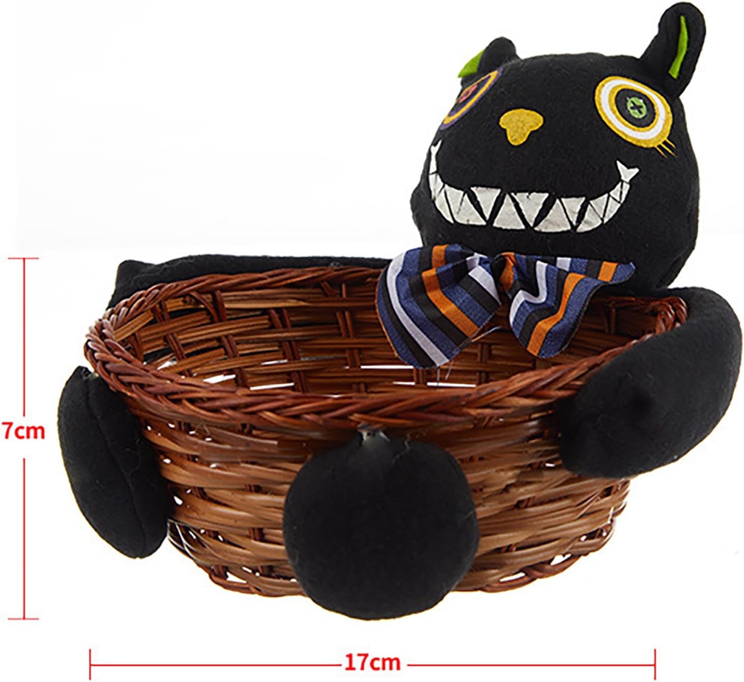 Plato para dulces de Halloween, calabaza, fantasma, gato negro, cesta de almacenamiento de caramelos de ratán para Halloween, bandeja para