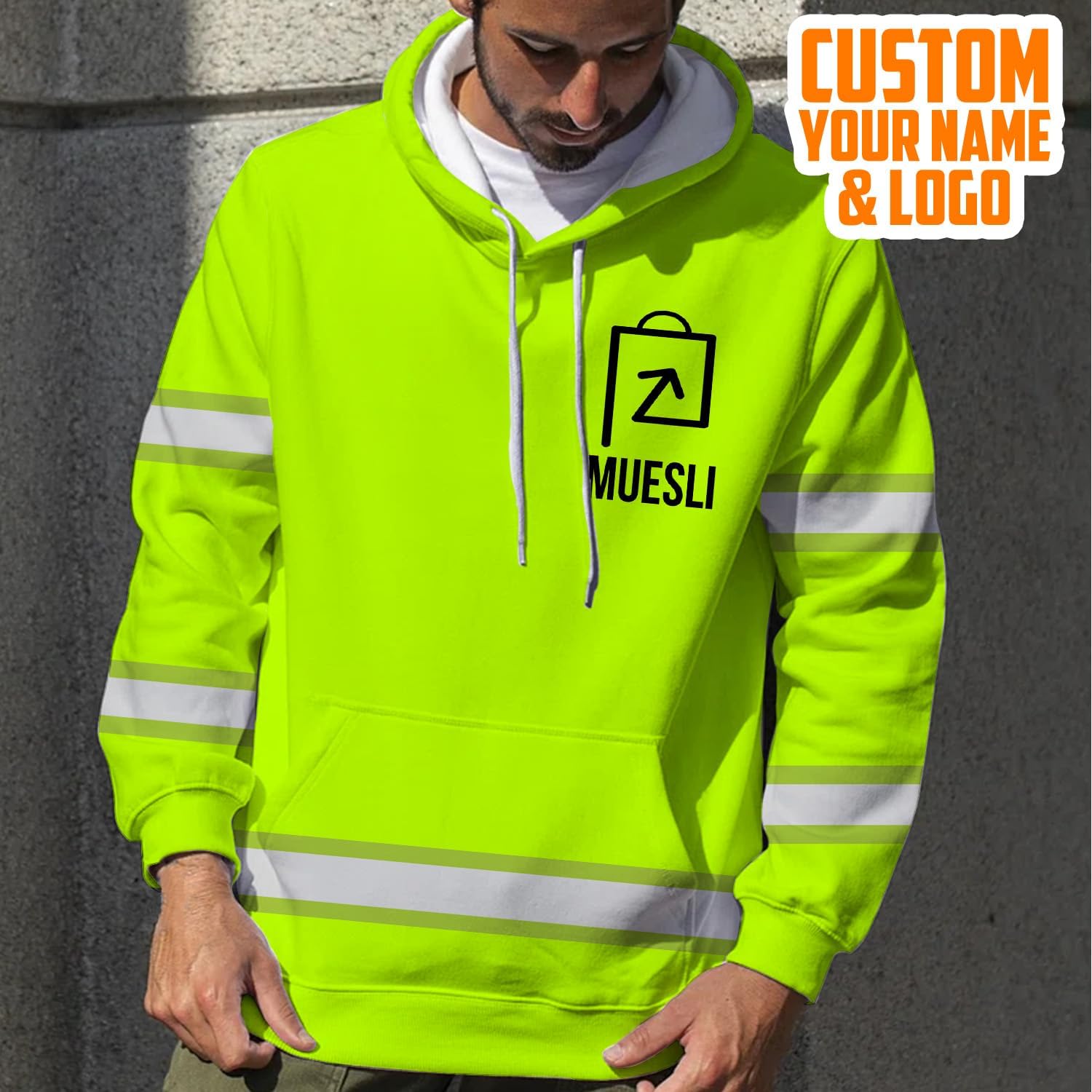 Camisa de uniforme personalizadasudadera con capucha con nombrelogotipo, Hola Vis reflectante divertido trabajo de construcción camiseta