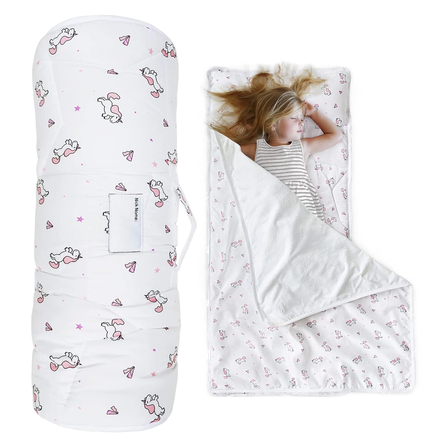 Tapete para siesta para niños pequeños con almohada y manta de 50 x 21 x 1.5 pulgadas, tapete para siesta para niños y niñas, súper suave y