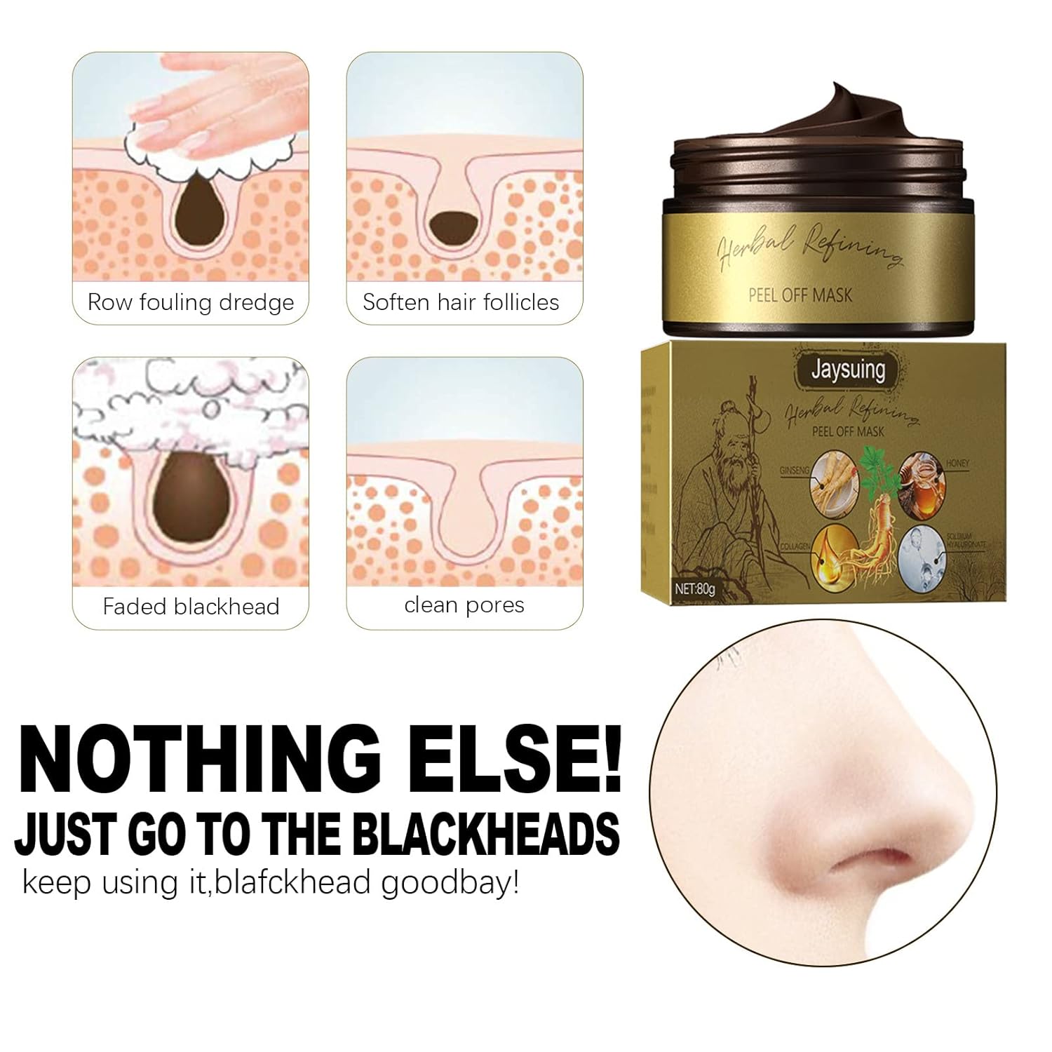 Pro-Herbal – Máscara facial de refinación despegable, mascarilla de refinación de hierbas, máscara de limpieza de puntos negros, máscara de limpieza