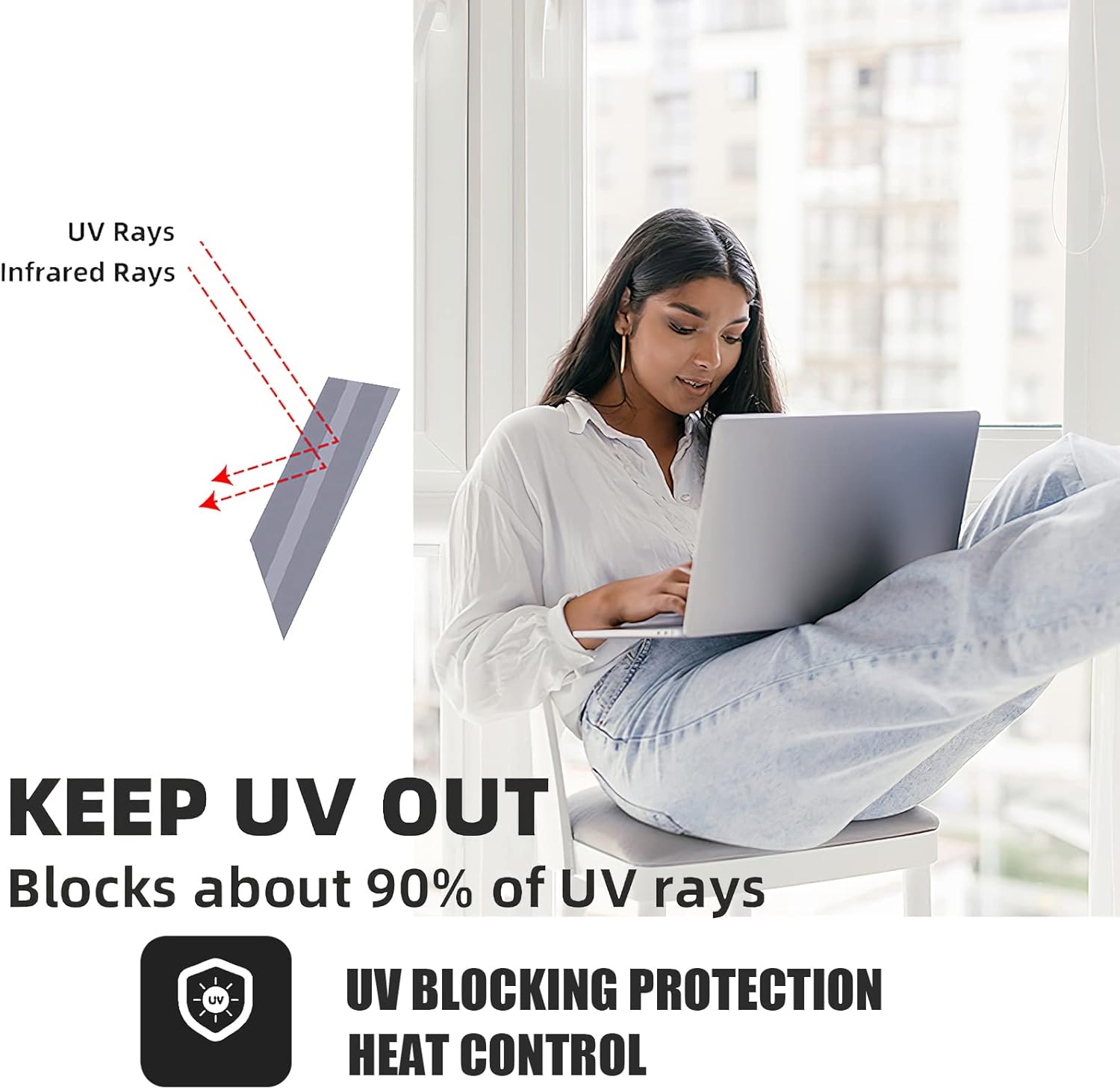 Espejo de película unidireccional para ventana, privacidad diurna, adherencia estática, calor, reflectante UV, lámina de tinte para ventana para el