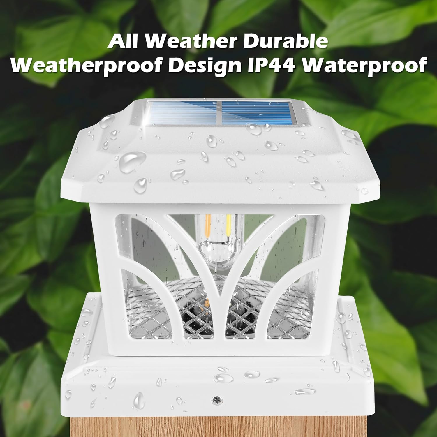 LeiDrail Luces solares para postes al aire libre, 2 modos de aluminio para valla, cubierta de valla, bombillas LED Edison para postes de madera de