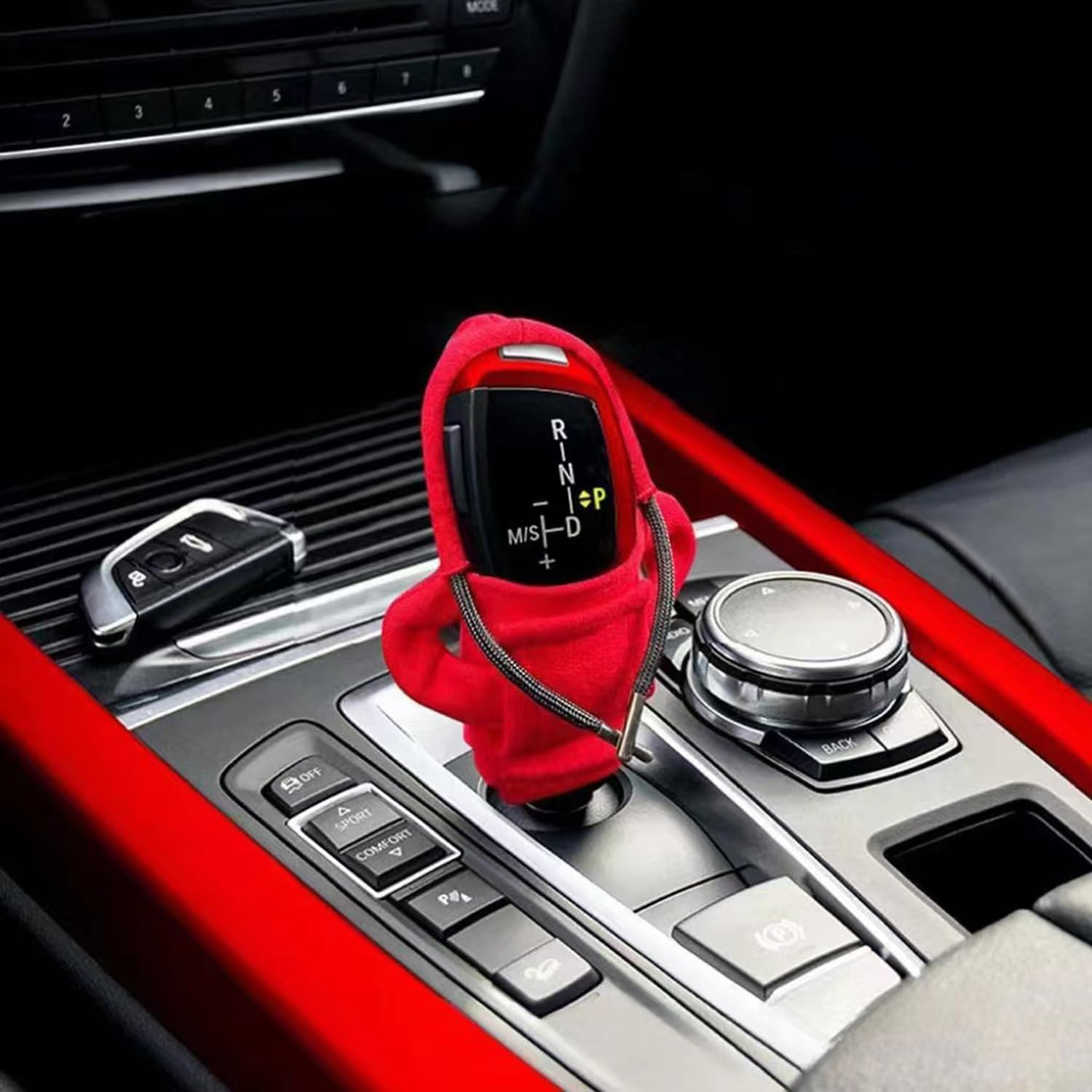 TICURA Funda con capucha para palanca de cambios de automóvil, mini sudadera con capucha para palanca de cambios de automóvil, accesorios interiores