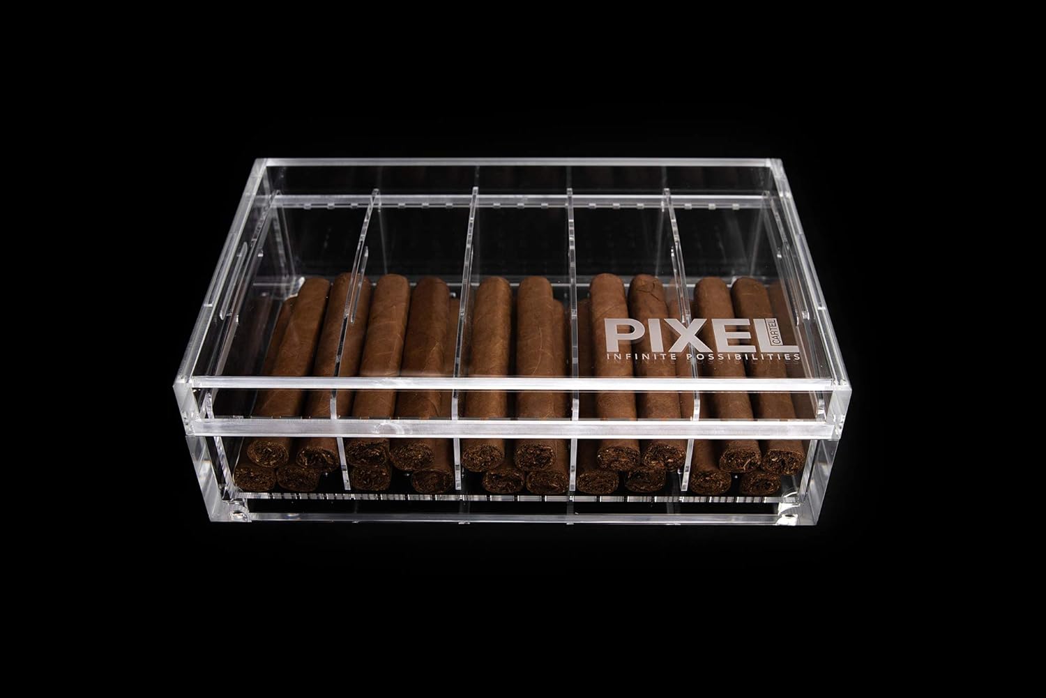 Large Clear Acrylic Humidor  Holds 50-70 Cigars  Airtight – Mess Free – No Seasoning – Activation or Maintenance!
