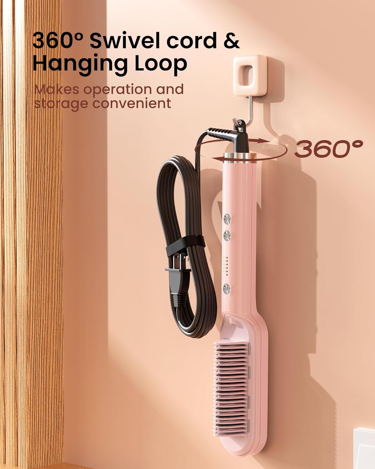 AIMIKE Cepillo alisador iónico de cabello, peine alisador de cerámica antiquemaduras con iones negativos para alisar el cabello encrespado, cepillo