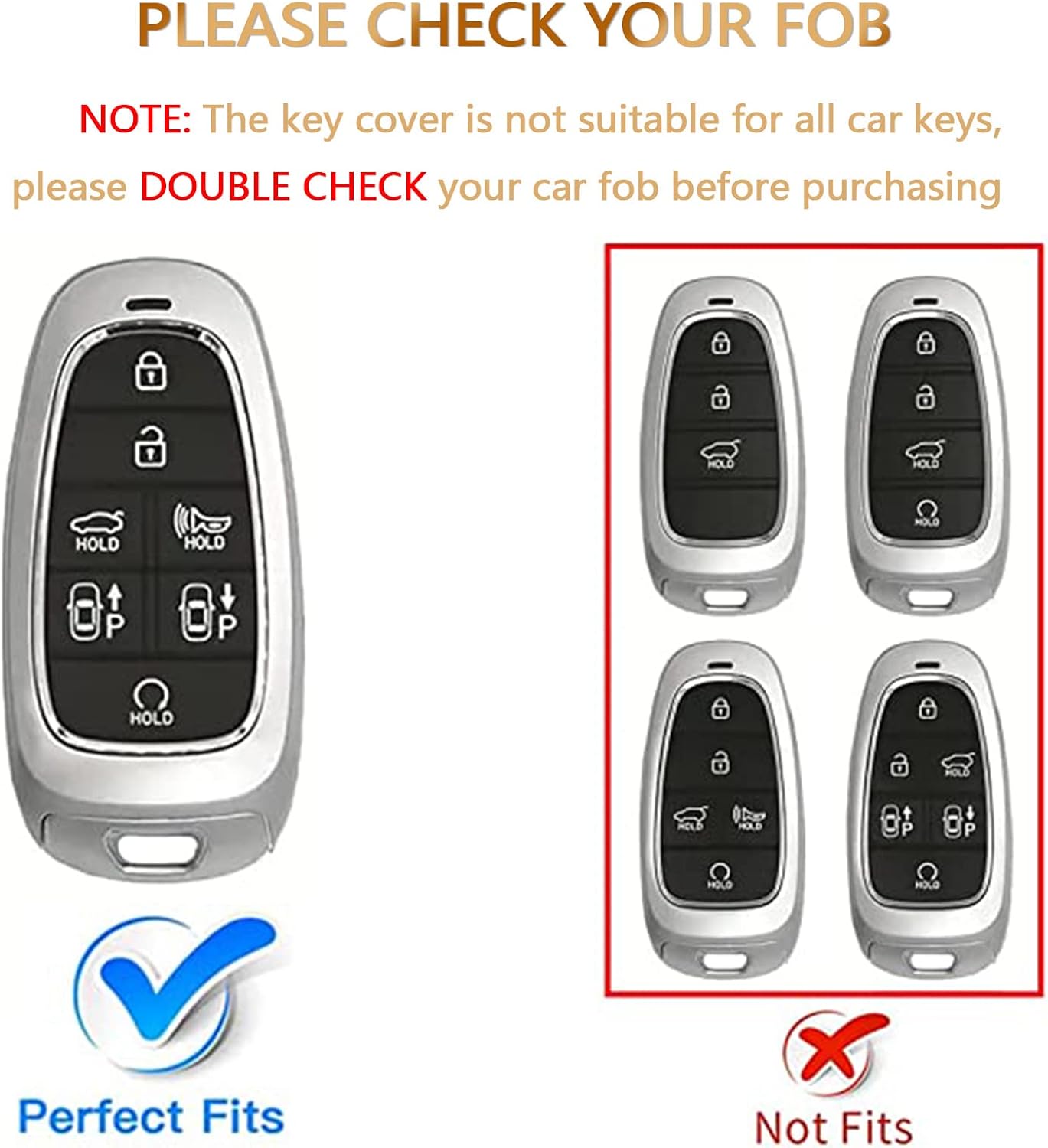 OFFCURVE Funda para llavero Hyundai para 7 botones 2019 2020 2021 Hyundai Sonata Nexo 2022 Hyundai Tucson 2023 Palisade Santa Fe Smart Key Holder
