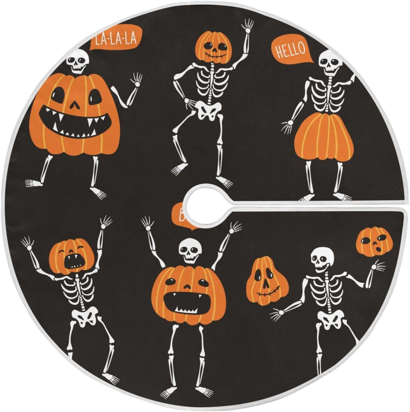 Set Skeletons Pumpkins – Faldones de árbol de Navidad, decoración navideña, falda de árbol mediano, árbol de decoración de Navidad
