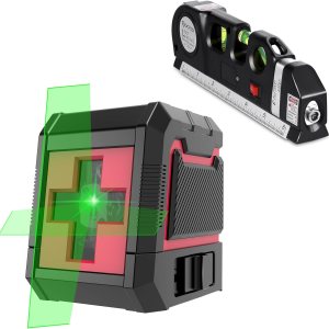 Nivel láser autonivelante, nivel láser Qooltek autonivelante línea de cruz verde y roja, herramienta láser de alineación para colgar imágenes y Nivel láser autonivelante, nivel láser Qooltek autonivelante línea de cruz verde y roja, herramienta láser de alineación para colgar imágenes y