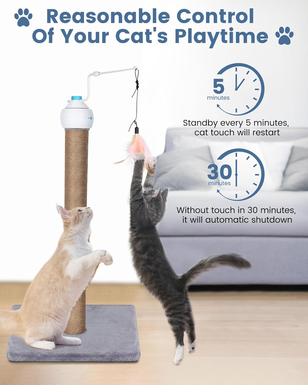HAPPY HACHI Juguetes interactivos para gatos, 3 en 1, juguetes electrónicos de plumas para gatos, recargable por USB, juguete móvil automático,