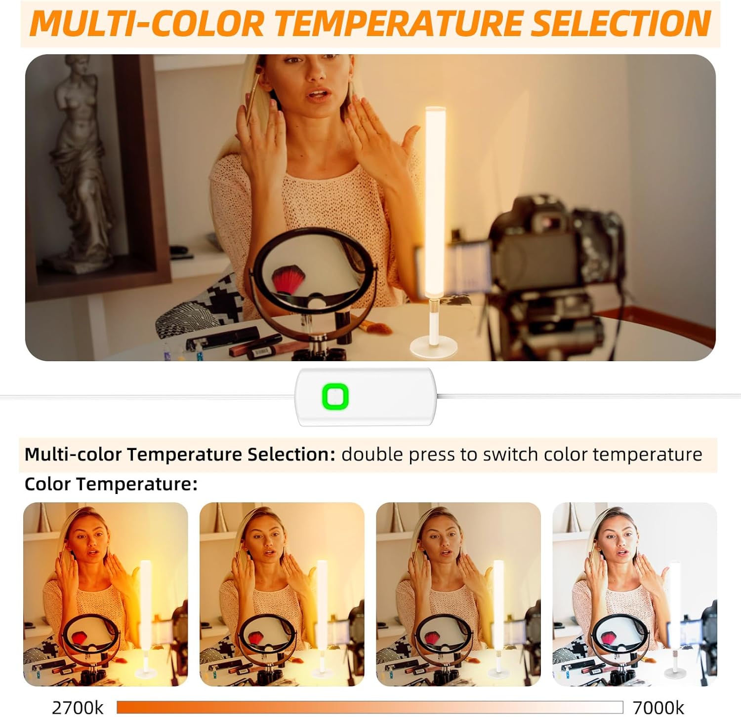 MY BEAUTY LIGHT Luces LED de tocador para espejo, regulables y de temperatura de color cambiables, luces LED de maquillaje de altura ajustable de 24