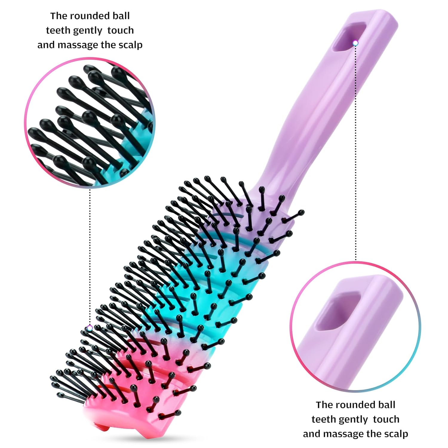 Topisces Cepillo de pelo de ventilación de 11 filas, cepillo ventilado para hombres y mujeres, cepillo desenredante para secar rápidamente, cepillo