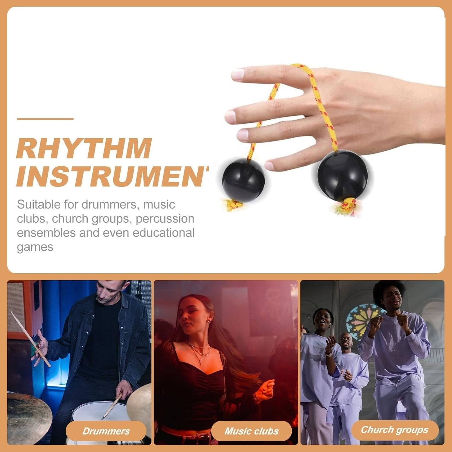 Aslatuas – Bola rítmica Kashaka instrumento, 2 pares de huevos de música Kashaka de ABS duradero con calabazas dobles, fácil de jugar para adultos y
