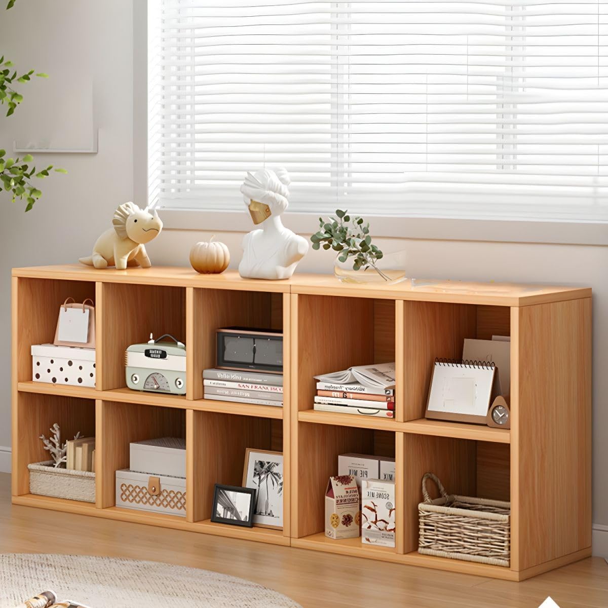 CraftThink Gabinete de almacenamiento, estantería de madera contemporánea con estantería trasera cerrada para almacenamiento compacto, muebles de