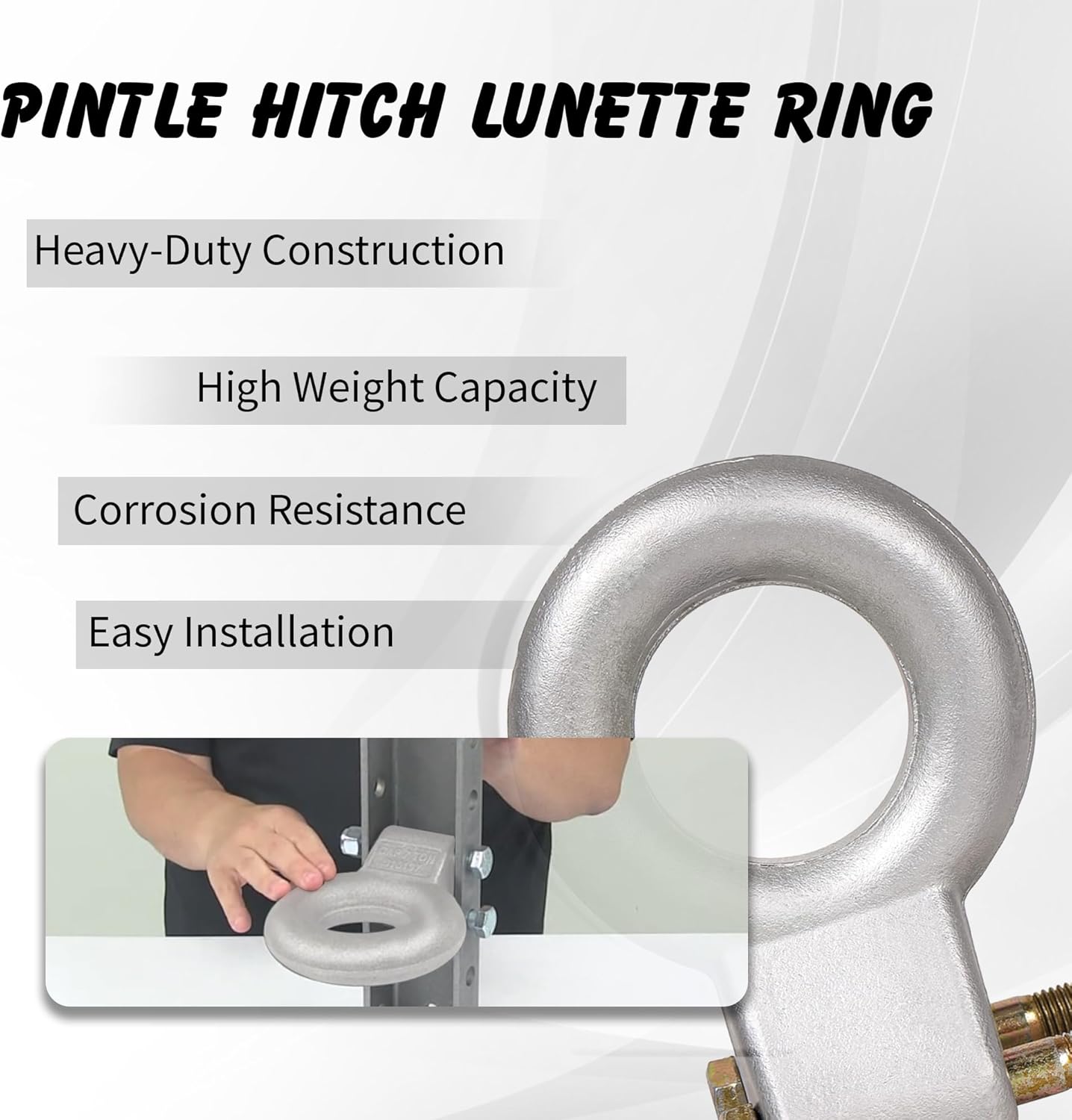 48660 Anillo de enganche de acero sin procesar con forma de lunette de 3 pulgadas de diámetro interior, 24,000 libras, requiere montaje en canal
