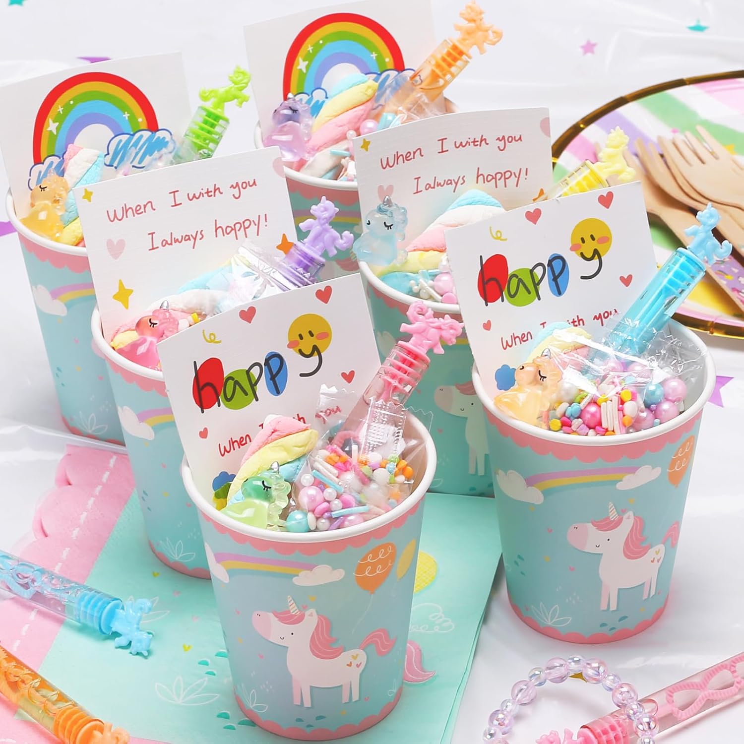Mini varita de burbujas de unicornio de 32 piezas con caja de exhibición, recuerdos de fiesta de unicornio pastel para niños, decoración de fiestas