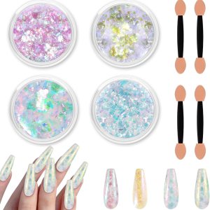 Allstarry 4 colores de copos de camaleón, polvo de pigmento de cambio de color brillante premium para resina epoxi, fabricación de vasos, proyectos Allstarry 4 colores de copos de camaleón, polvo de pigmento de cambio de color brillante premium para resina epoxi, fabricación de vasos, proyectos