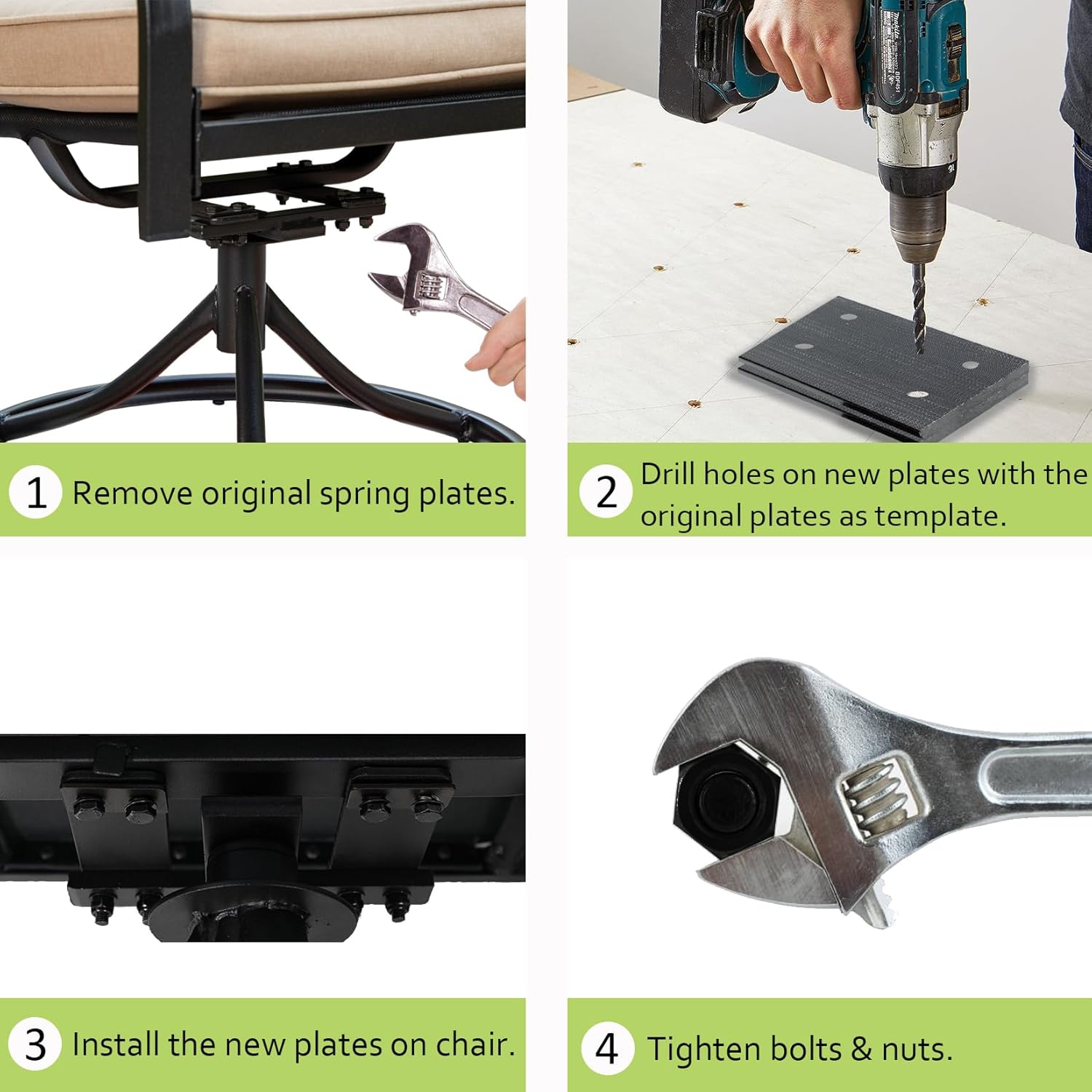 Piezas de repuesto de placa de resorte, placa mecedora de fibra de vidrio para muebles de patio, mecedora giratoria de césped, reparación de silla