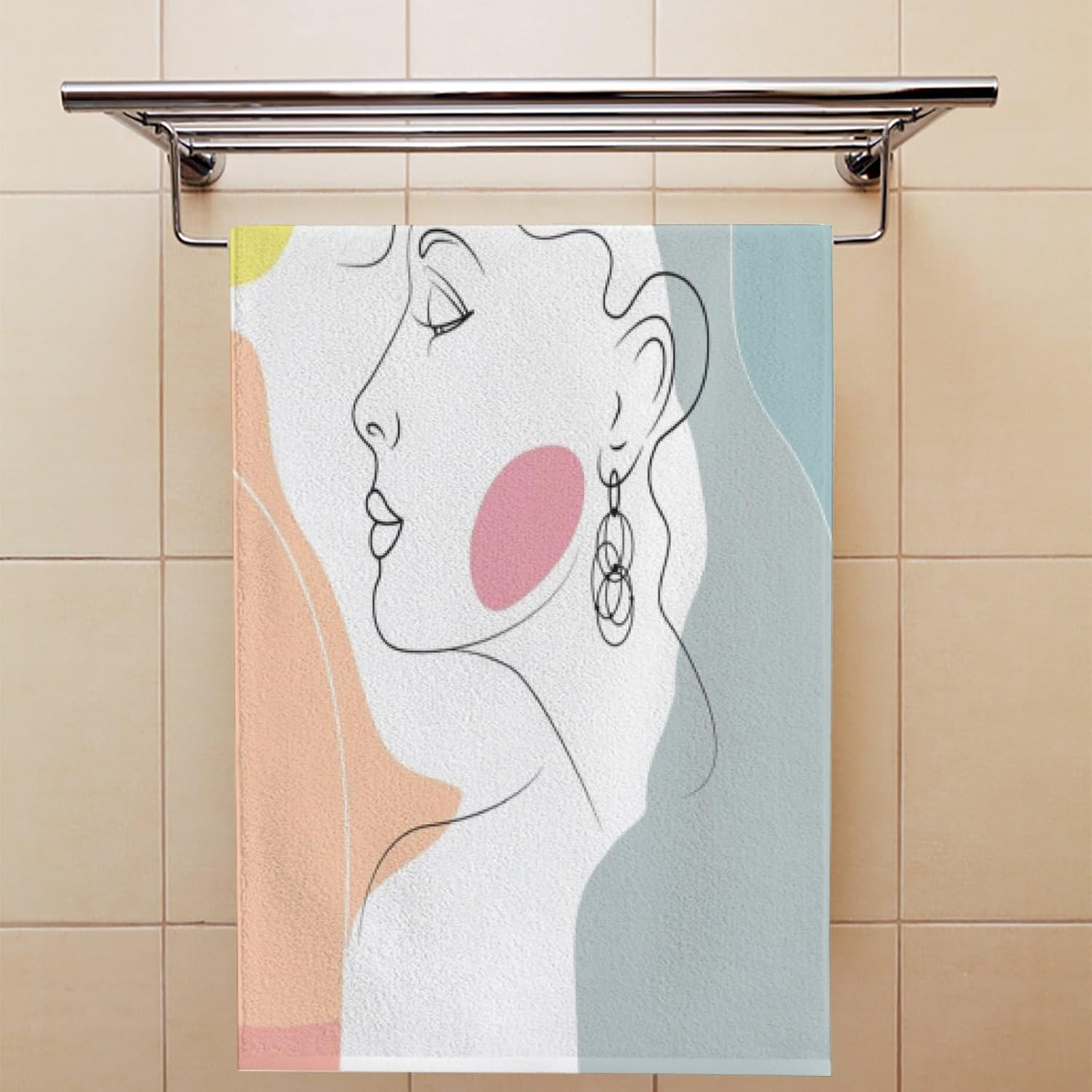 Hermosas toallas de mano de cara femenina para baño, toallas de baño suaves y absorbentes, juego de toallas de cocina de 30 x 15 pulgadas, toallas