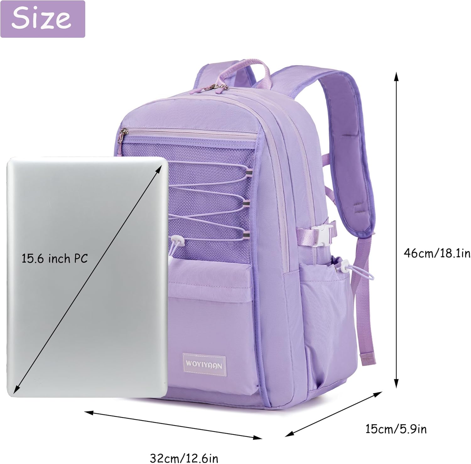 Mochila para computadora portátil para mujeres y niñas, bolsa escolar de malla de 15.6 pulgadas, mochila unisex para estudiantes, mochila