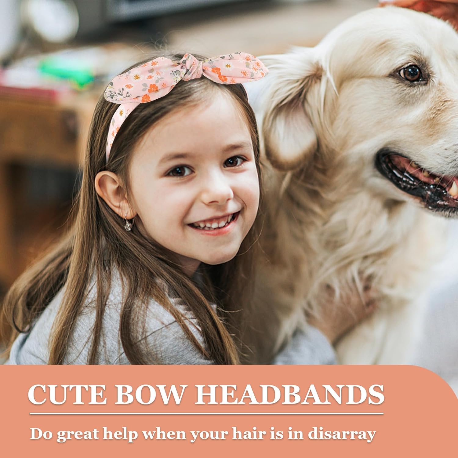 Paquete de 6 diademas para mujer, diademas florales con lazo para niñas, diademas anudadas con dientes, diademas para niñas de 8 a 12 años,