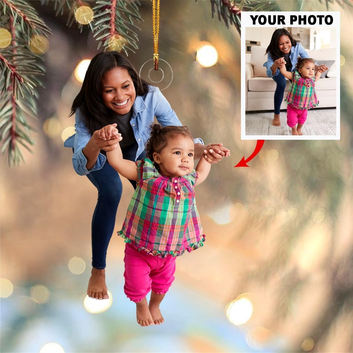 Adorno de mica con foto personalizada, personaliza tu foto, regalo para bebé, adorno de primera Navidad para bebé, adorno de bebé, adorno de fotos,