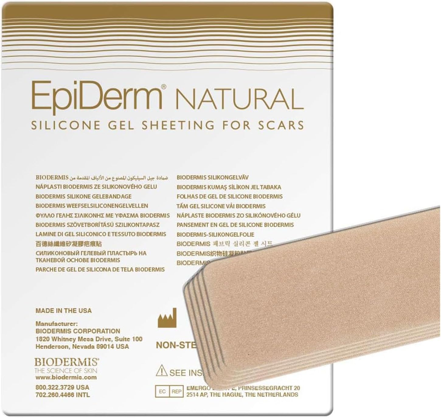 Epi-Derm C-Strips, láminas de gel de silicona para cicatrices, ideal para cesáreas, abdominoplastia, histerectomía y cicatrices de cirugía cardíaca,