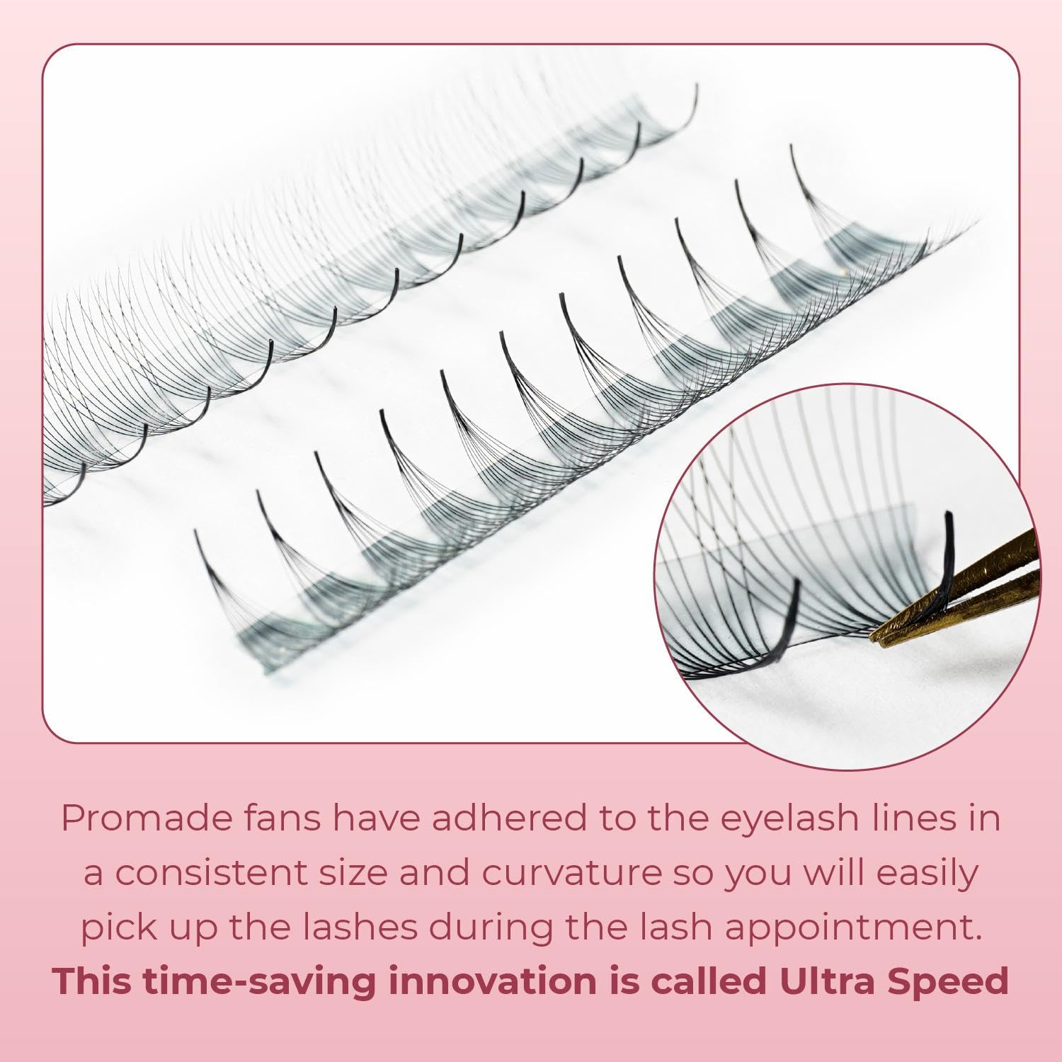 Extensiones de pestañas de volumen prefabricadas con 1000 abanicos, 5D-20D, rizado CCCD, 0.47-0.71 pulgadas de longitud, 0.050.07 de grosor,