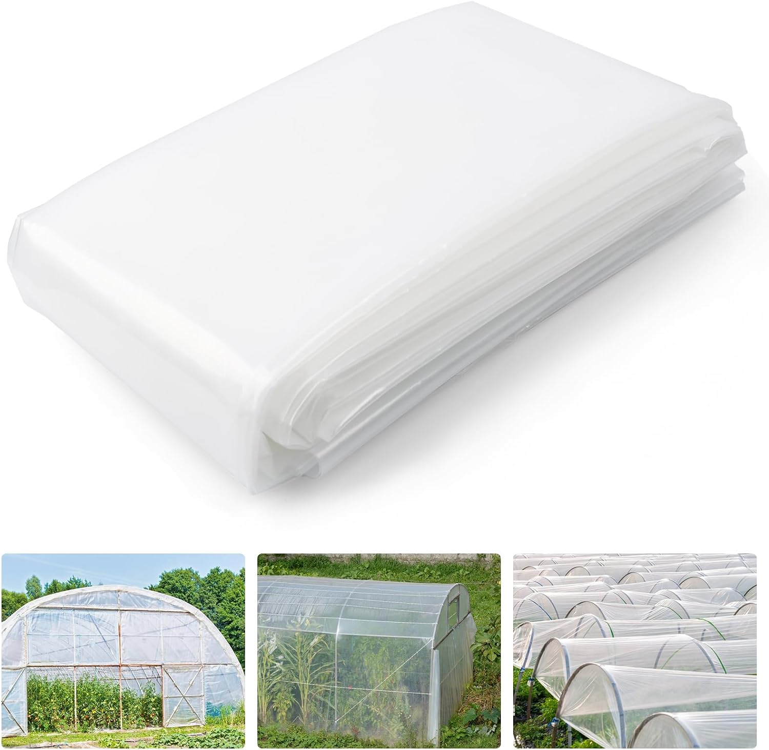 hannger Lámina de plástico para invernadero, 6 mil de grosor de 10 x 15 pies, película de plástico transparente para invernadero, cubierta de