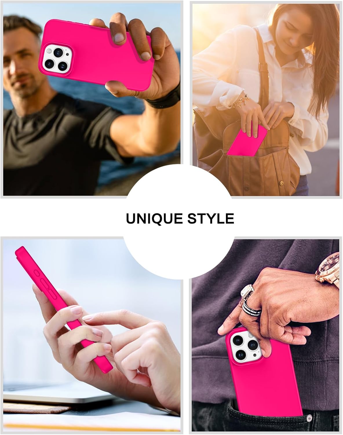 BENTOBEN Funda magnética para iPhone 14 Pro compatible con Magsafe Slim Fit de silicona suave de gel de goma a prueba de golpes con forro de