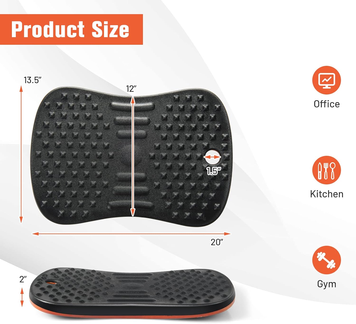 Goplus Mesa de equilibrio de madera para escritorio de pie, rotación de 360, antifatiga, con 138 puntos de masaje y base antideslizante, alfombrilla