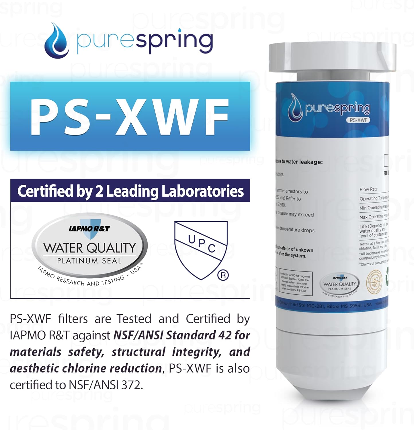 GE XWF (no XWFE) Filtro de agua para refrigerador, repuesto certificado NSF-42 para filtros GE XWF (paquete de 3)