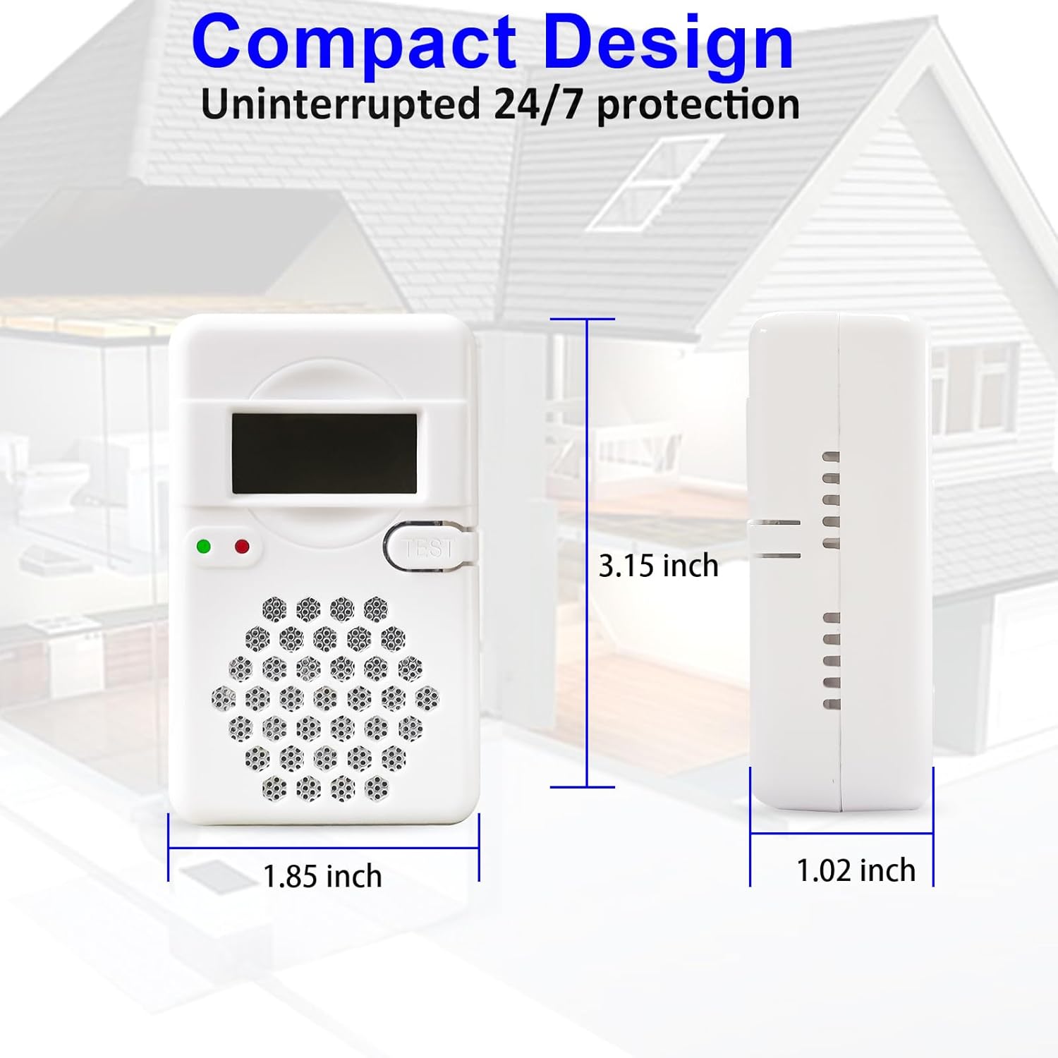Mini alarma detector de monóxido de carbono con pantalla LCD digital, alarma detector de CO con batería reemplazable, botón de restablecimiento de
