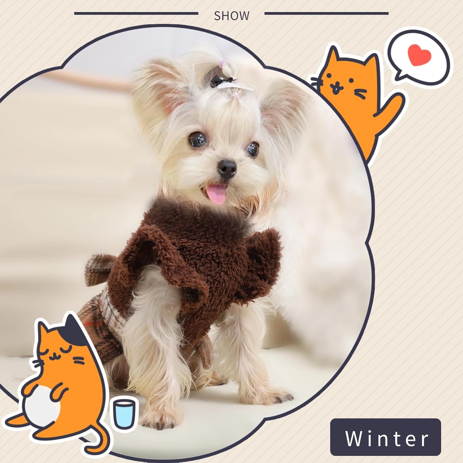 Vestido suéter de invierno para cachorros, ropa para perros medianos y niñas, falda cálida de forro polar para mascotas, traje para Chihuahua,