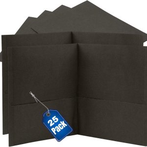 1InTheOffice Carpetas negras con bolsillos, tamaño carta, carpeta de bolsillo de papel en relieve de 2 bolsillos, color negro, 8.5 x 11 pulgadas, 1InTheOffice Carpetas negras con bolsillos, tamaño carta, carpeta de bolsillo de papel en relieve de 2 bolsillos, color negro, 8.5 x 11 pulgadas,