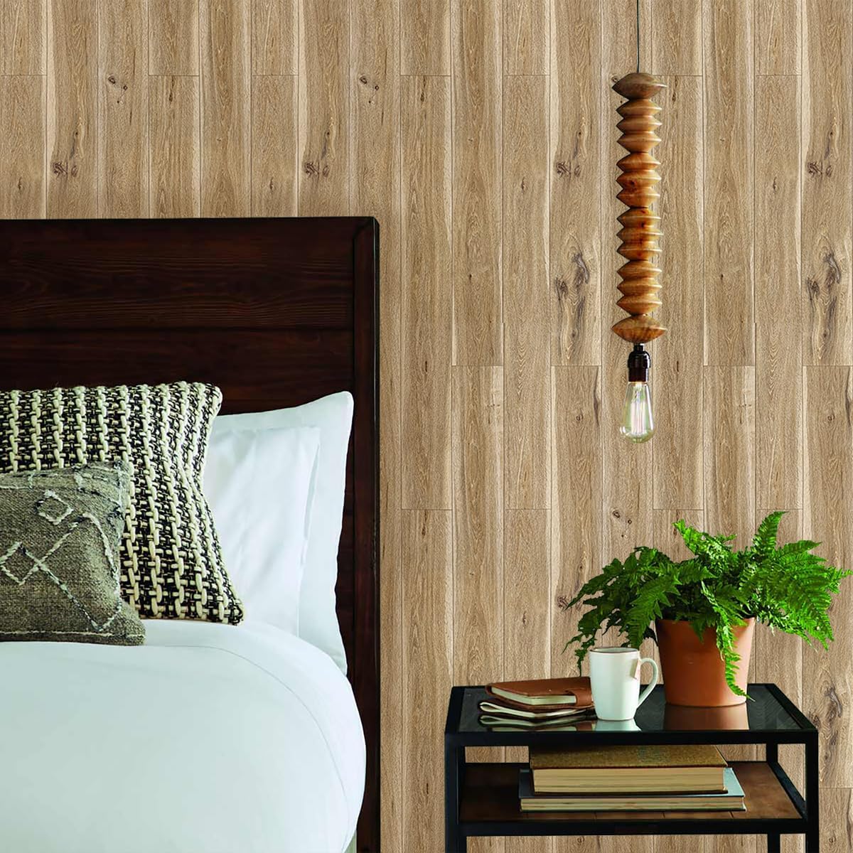 Jeweluck Papel tapiz de madera para despegar y pegar, papel de contacto de madera de 17.7 x 118.1 pulgadas, papel tapiz de madera rústica,