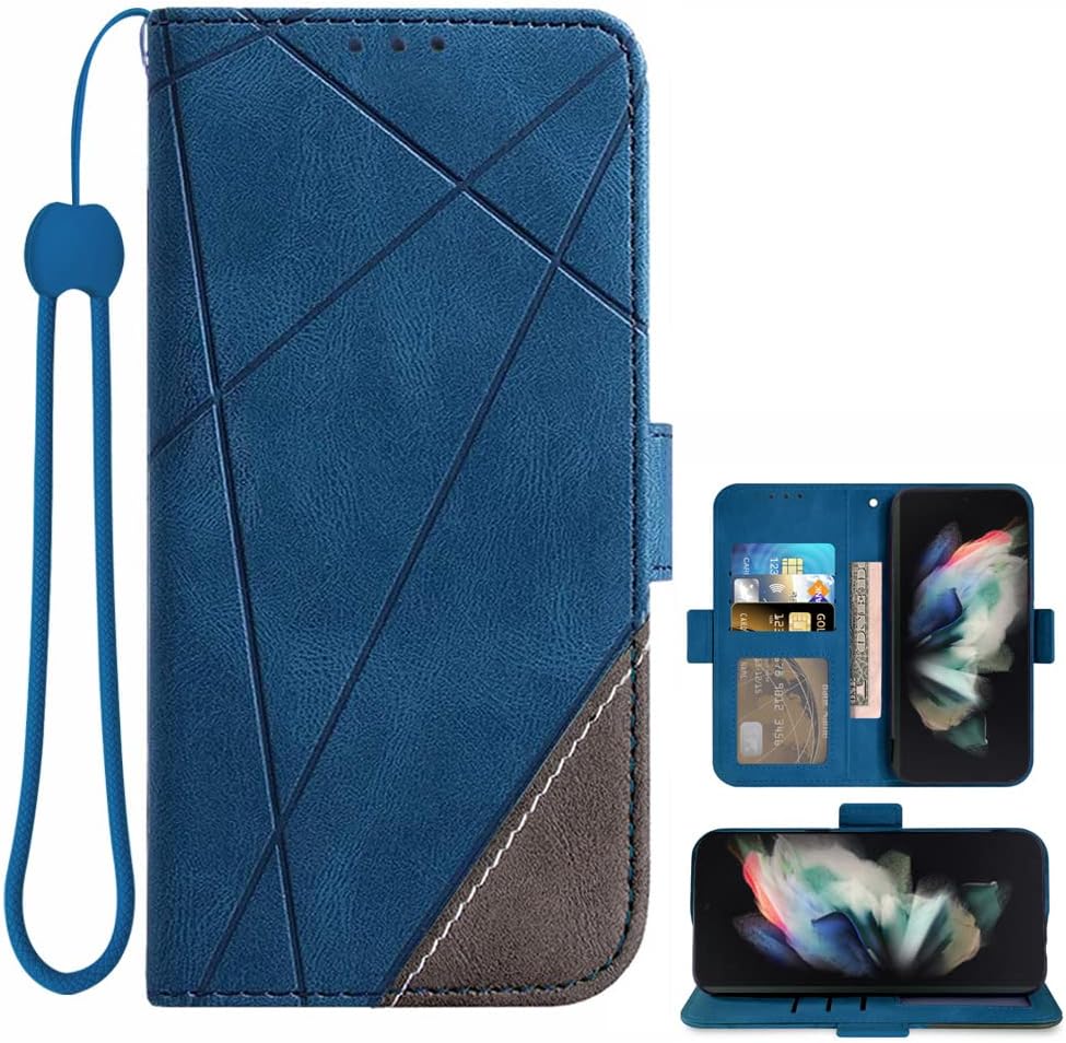 Asuwish Compatible con Samsung Galaxy Z Fold 4 5G 2022 – Funda tipo cartera y cordón de cuero, soporte para tarjetas, accesorios celulares, fundas