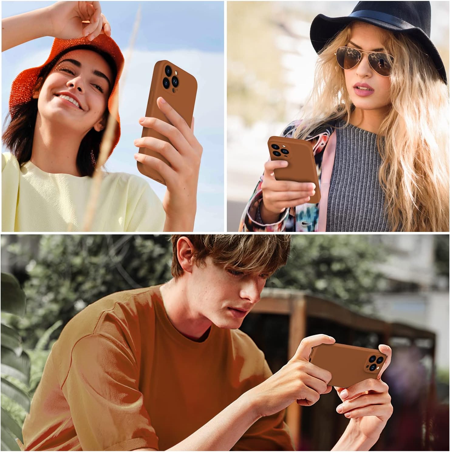 Funda para iPhone 14 Pro con protector de pantalla, protector de lente de cámara mejorado, cubierta de silicona líquida suave de cobertura completa,