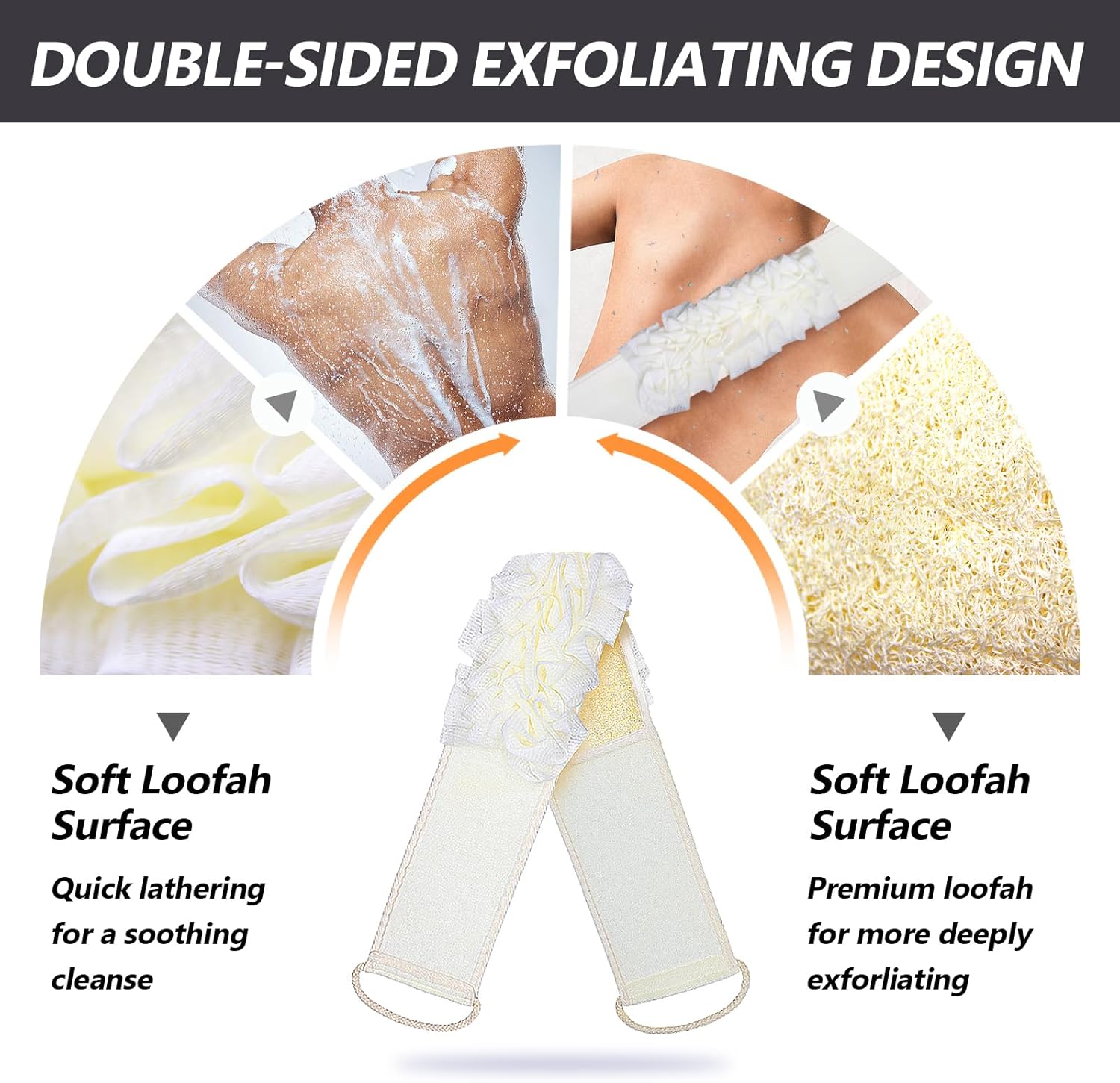 1 exfoliante natural de lufa de doble cara para ducha (grande), almohadillas de esponja de lufa y esponja corporal, limpieza profunda vigoriza tu