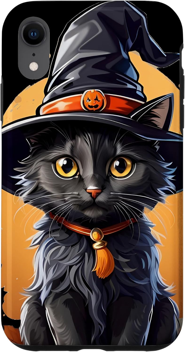 iPhone XR Helloween Cat with Witch Hat Case