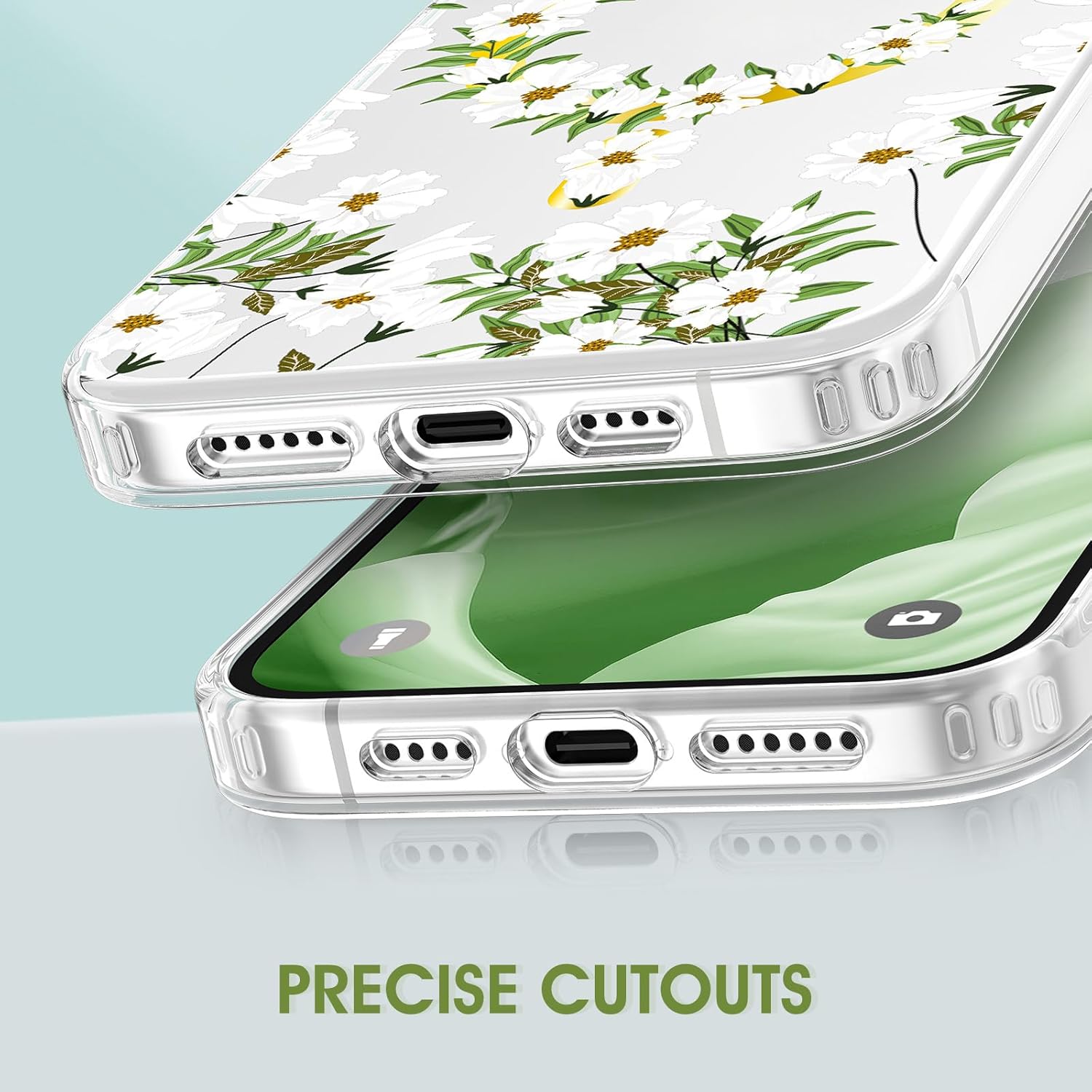 MILPROX Funda compatible con iPhone 15 Pro Max, compatible con MagSafe, bonito patrón floral de flores para niñas y mujeres, funda protectora