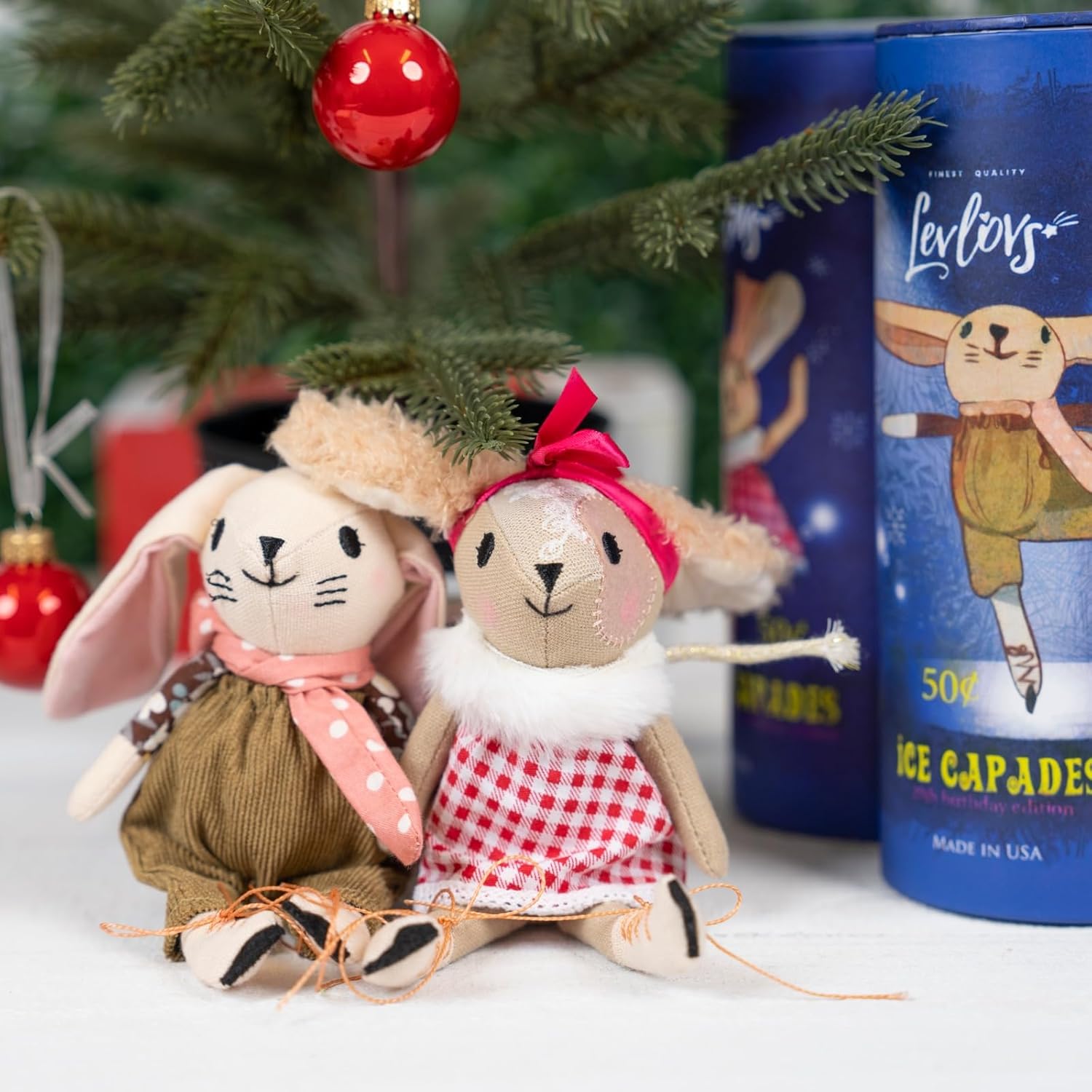 LEVLOVS Ratón de Navidad en una caja de cerillas y amigos juguete regalo regalo cascanueces ratones juguete de peluche