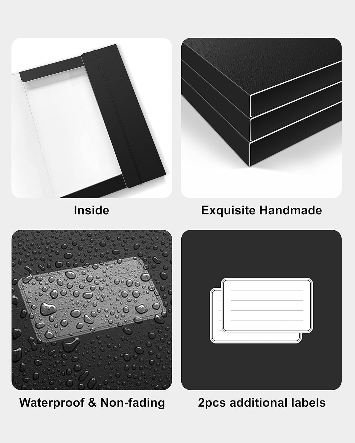 JiaWei Cajas de almacenamiento de 12 unidades, cajas de archivos con tapas y elástico, carpeta de archivos gruesa de 0.4in, carpeta A4 resistente,