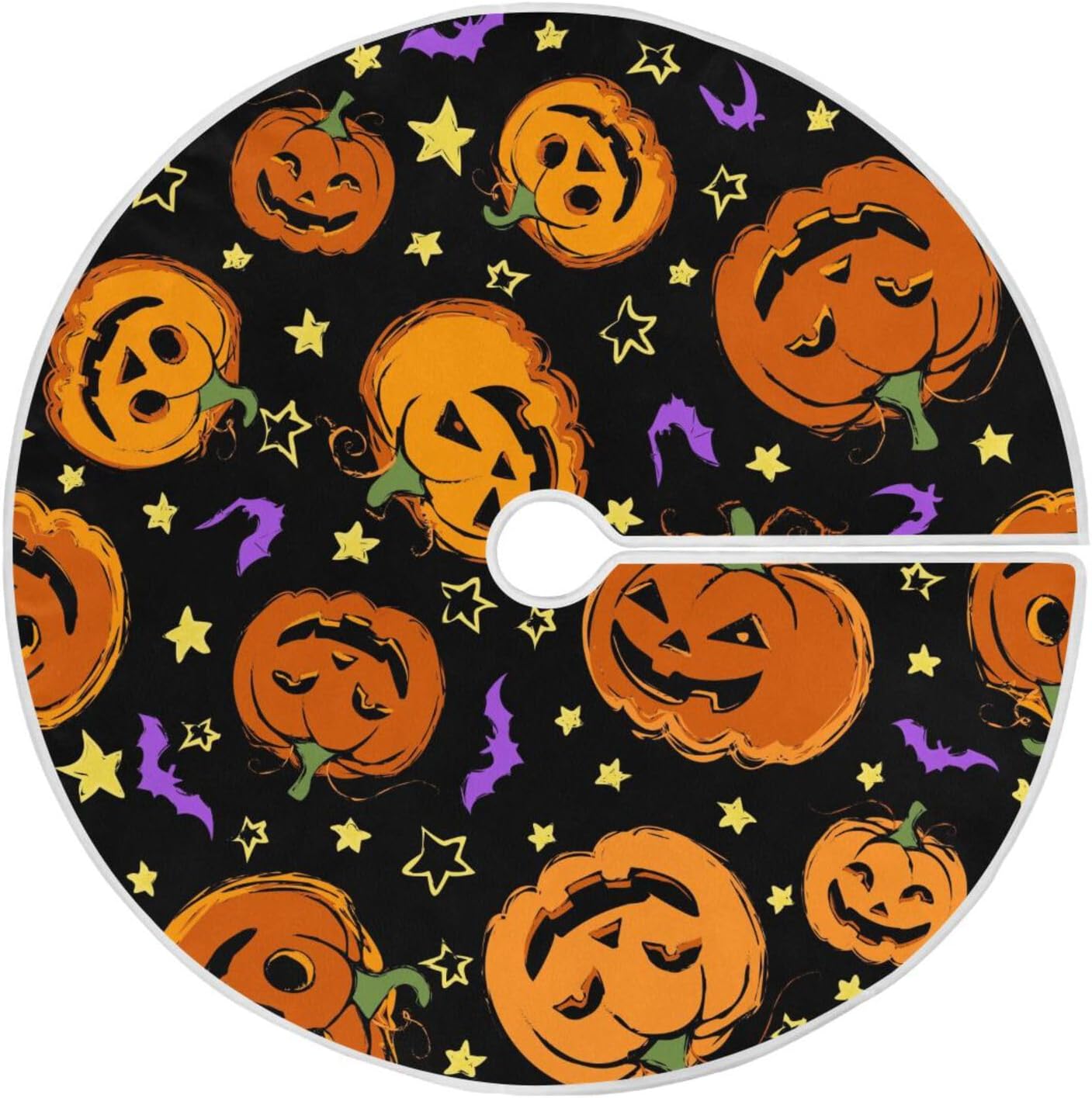 Halloween Pumpkins Festive Christmas Tree Base Skirt, Christmas Tree Floor Decor, Christmas Tree Skirt Machine Washable, Tree Skirt for 3ft Tree