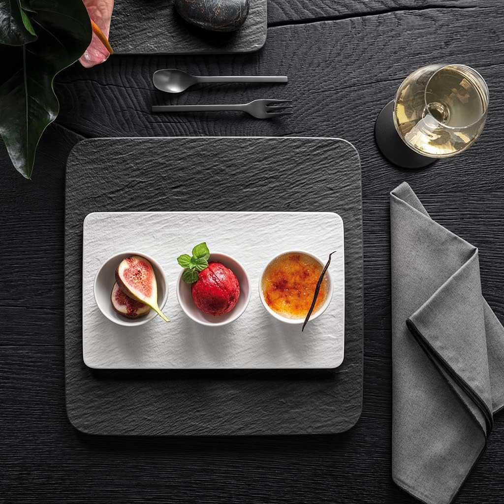 Villeroy & Boch Manufacture Rock Blanc – Cuencos para salsas y comida para dedos, porcelana premium, aptos para lavavajillas, blanco, pequeño, juego
