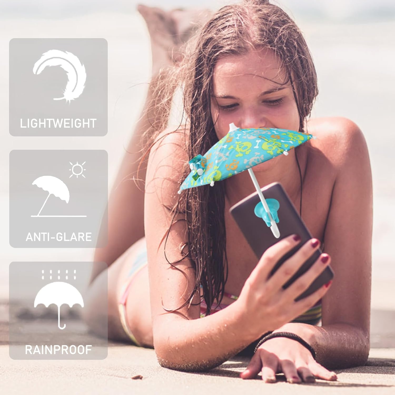 Paraguas para teléfono con ventosa  Paraguas para teléfono con soporte universal ajustable para teléfono, paraguas de teléfono para el sol,