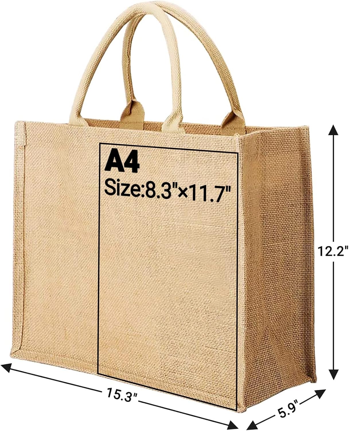 Segarty Bolsas de mano, paquete de 12 bolsas grandes de arpillera reutilizables de lona de yute para regalos con asas, bolsa en blanco a granel para